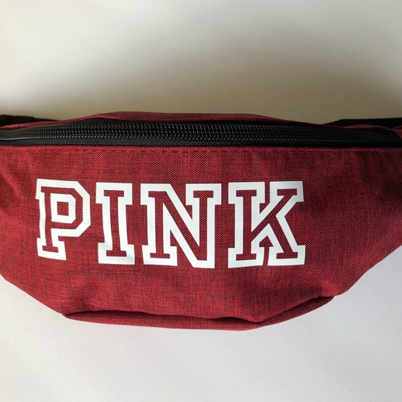 $13💋New VS LOVE PINK Deep Ruby/White Fanny Pack - Picture 2 of 8